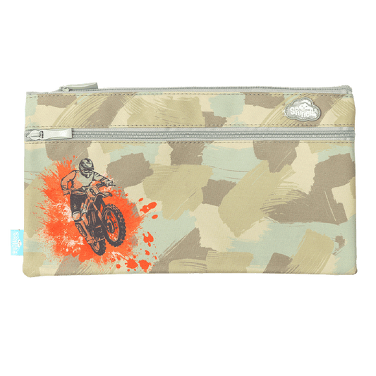 Spencil Twin Zip Pencil Case Camo Biker