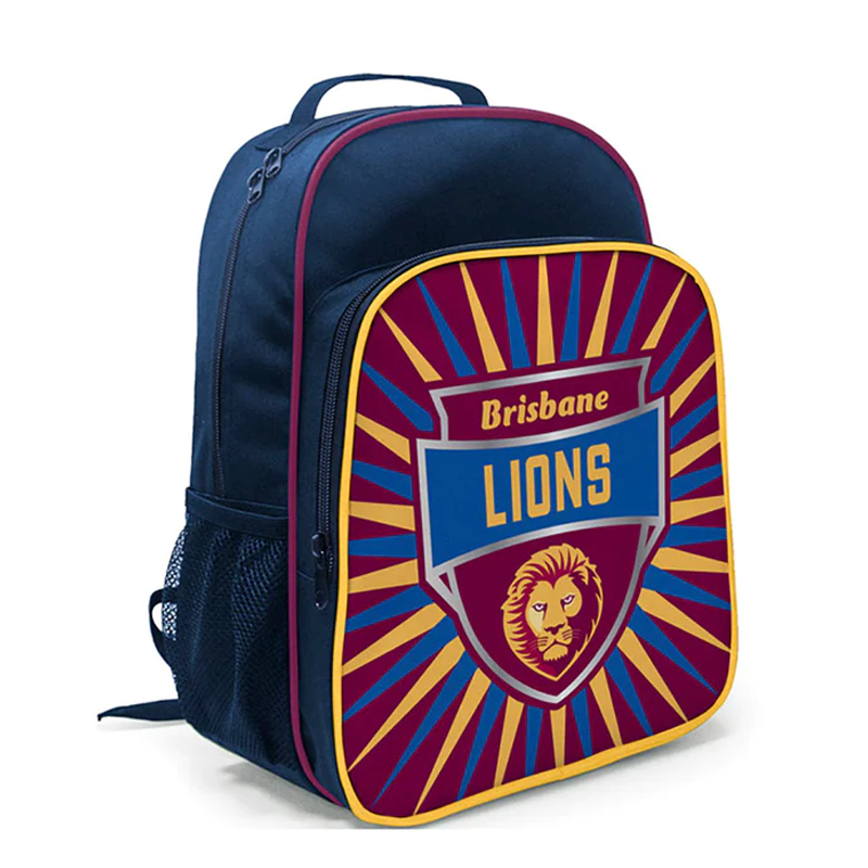 School Bag AFL Backpack Shield Brisbane Lions