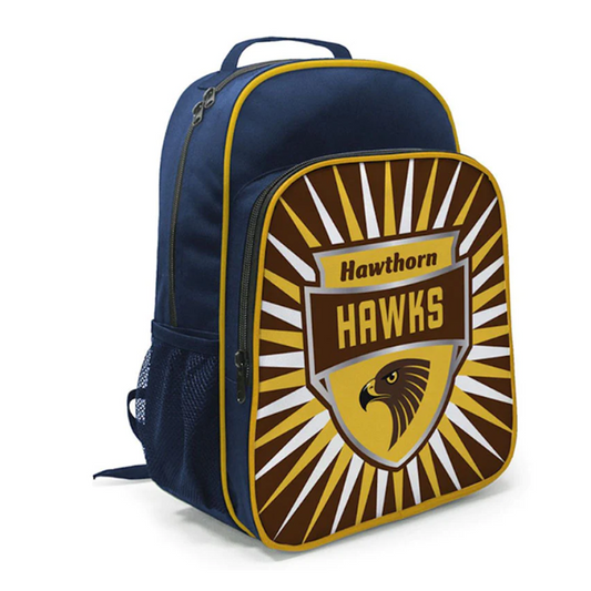 School Bag AFL Backpack Shield Hawthorn Hawks