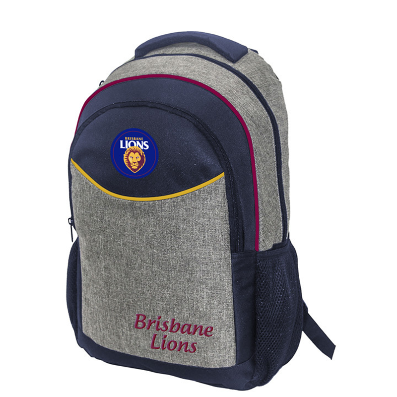 School Bag AFL Backpack Stealth Brisbane Lions