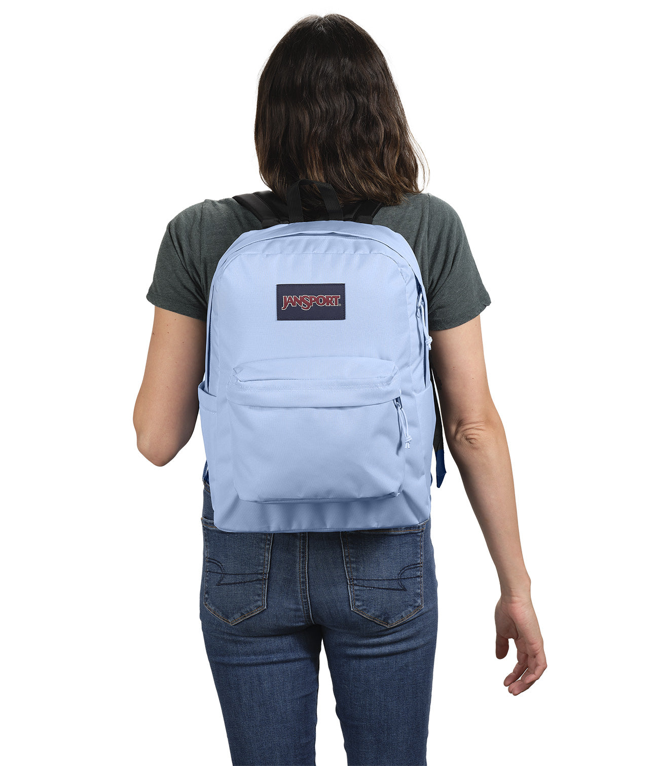 Jansport Backpack Superbreak Blue Dusk 26Litre wearing