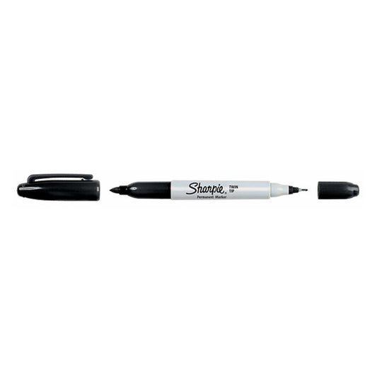 Sharpie Twin Tip Marker Permanent 1mm & 0.3mm Blk-each